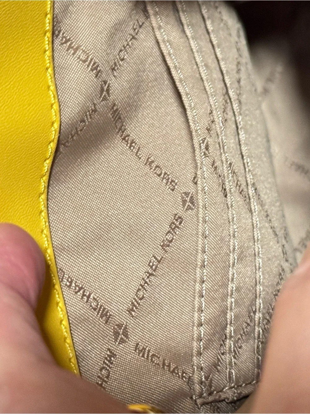 Michael Kors Yellow Mini Mercer Pebbled Leather Crossbody Tote MK Charm